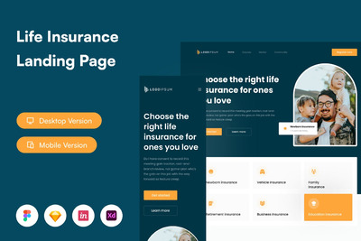 保险登录页Ui模版 (FIG,SKETCH,XD)