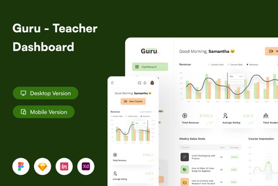 仪表板-教师仪表板后台网页模版 (FIG,SKETCH,XD)