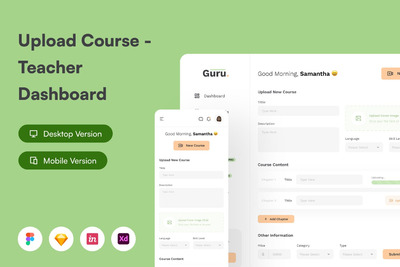 上传课程-教师仪表盘后台网页模版 (FIG,SKETCH,XD)