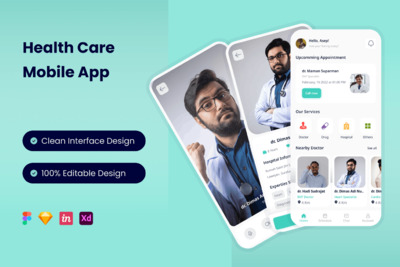 健康护理 App UI Kit (FIG,SKETCH,XD)