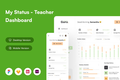 我的状态-教师仪表盘后台网页模版 (FIG,SKETCH,XD)
