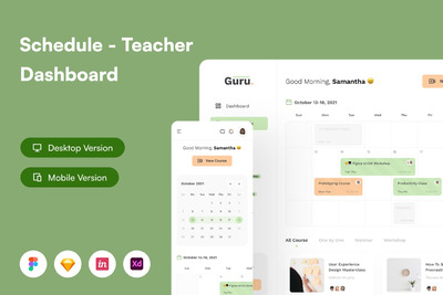 时间表-教师仪表盘后台网页模版 (FIG,SKETCH,XD)
