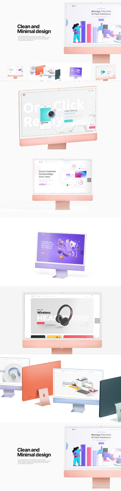 多彩的电脑桌面样机(PSD)