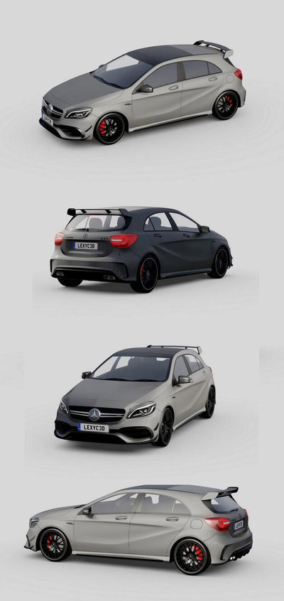 梅赛德斯奔驰A45 AMG 2018款汽车3D模型（OBJ,FBX,MAX）