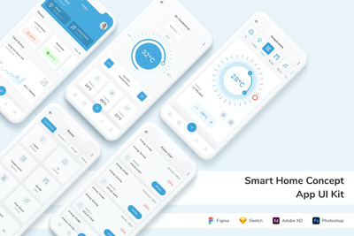 智能家居概念应用App UI Kit (FIG,PSD,SKETCH,XD)