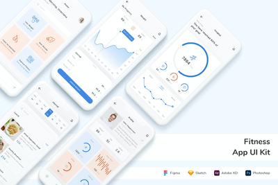 健身应用程序App UI Kit (FIG,PSD,SKETCH,XD)