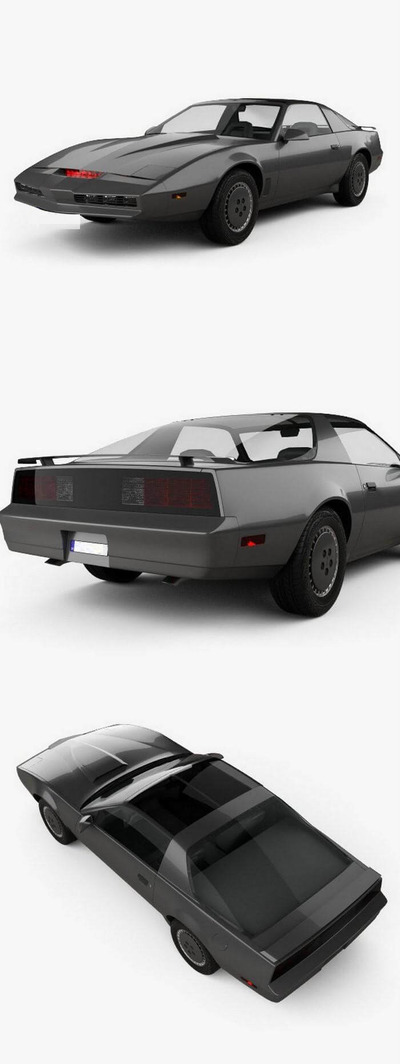 Pontiac Firebird庞蒂亚克火鸟KITT 1982款黑色汽车3D模型（OBJ,FBX,MAX）