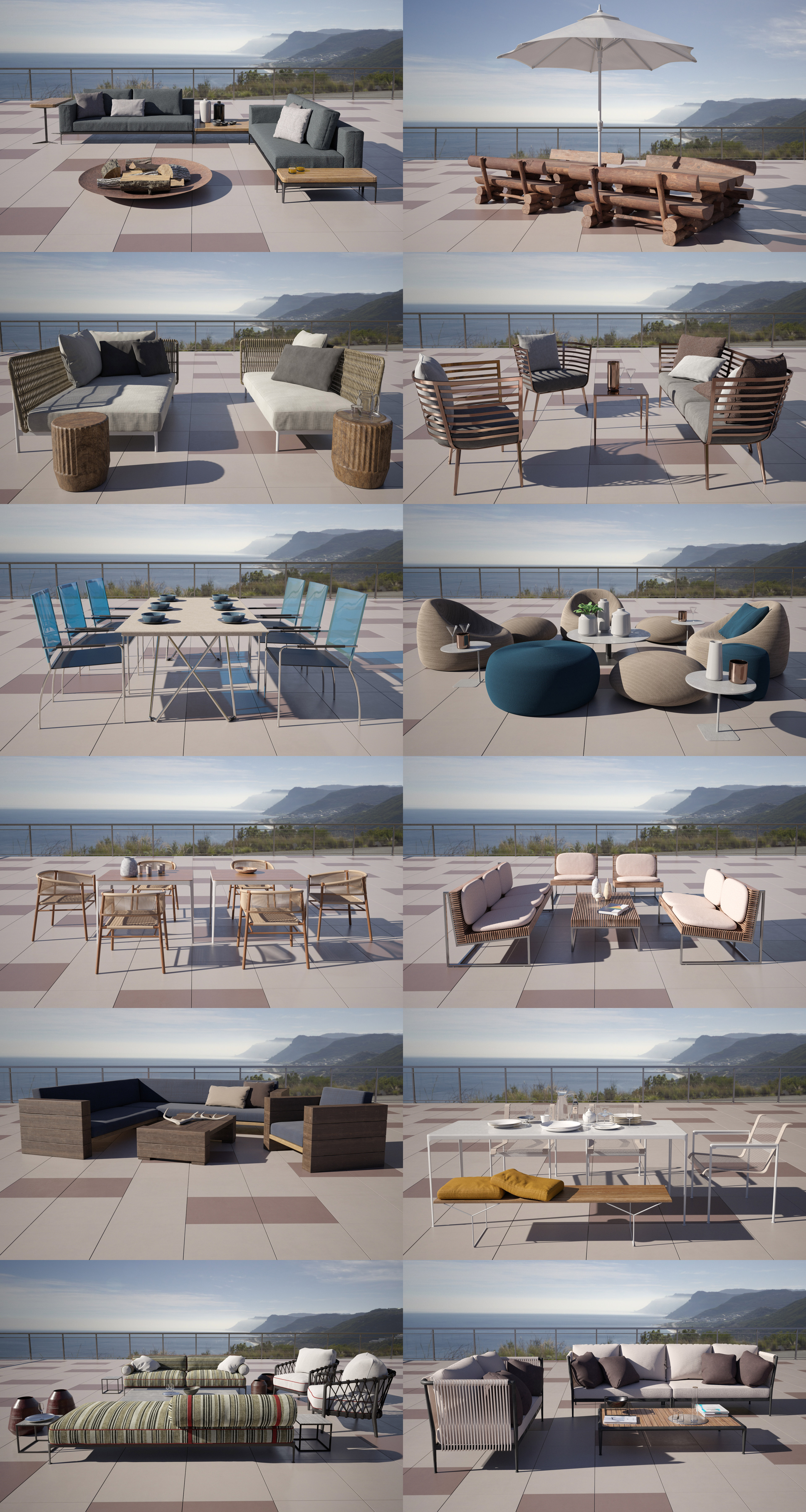 12组户外家具组合3D模型合集（MAX）