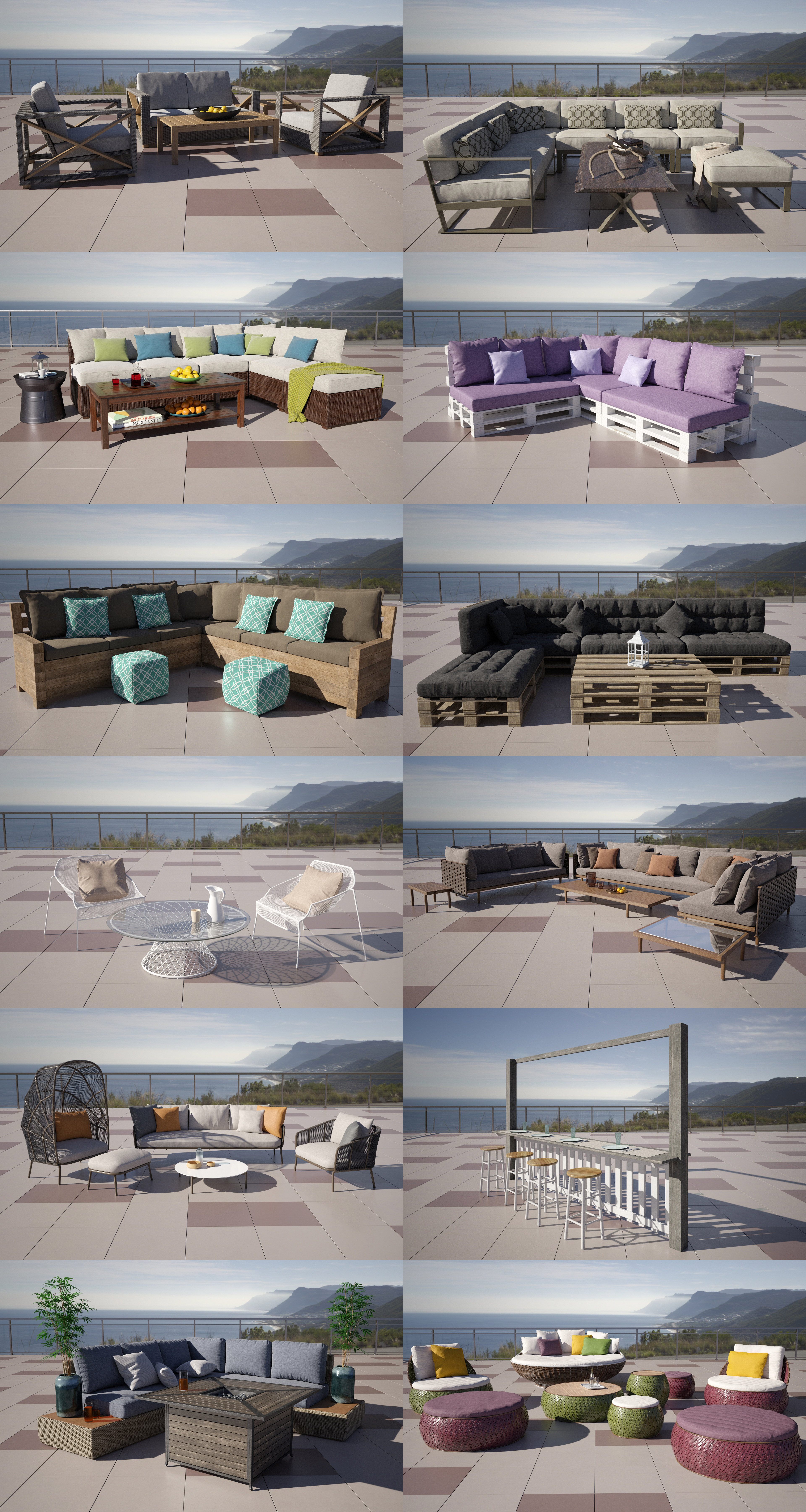 12组户外家具组合3D模型合集（MAX）