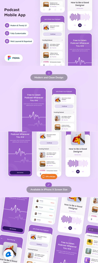 时尚现代播客APP模板 (FIG)