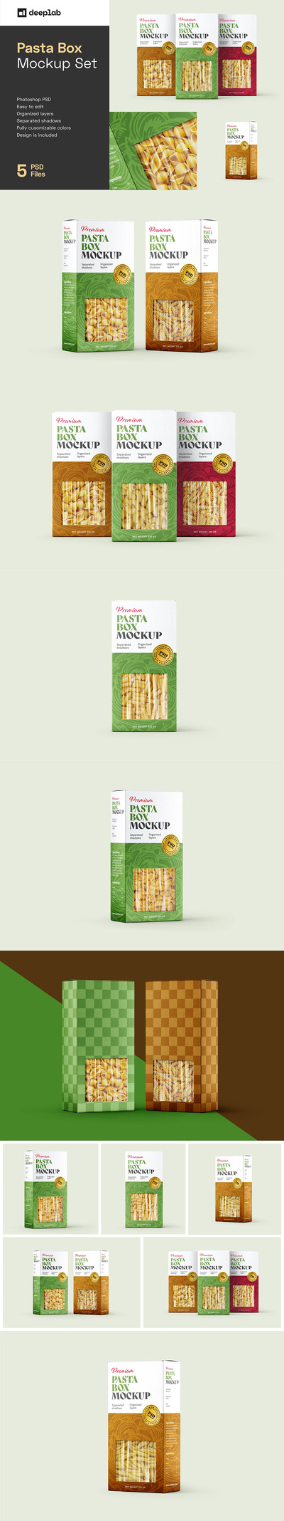 面食盒包装设计样机套装 (psd)