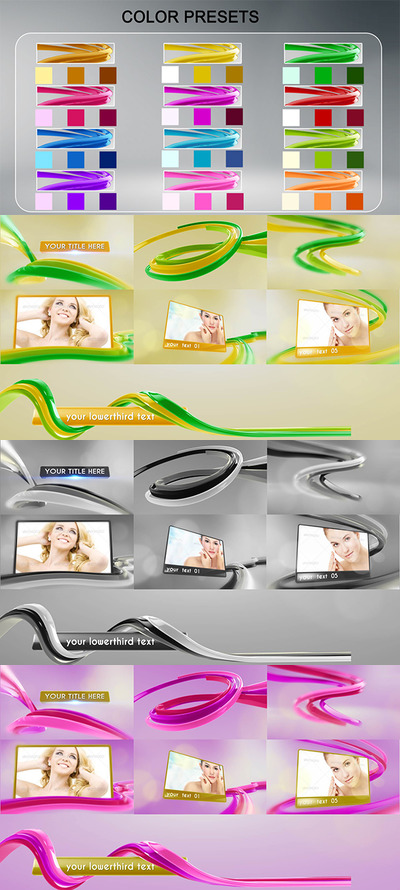 彩色3D线条元素开场视频AE素材[aep]