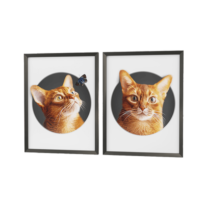 有趣的猫头系列装饰画3D模型（OBJ,FBX,MAX）