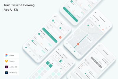 火车票预订程序UI套件(FIG,PSD,SKETCH,XD)