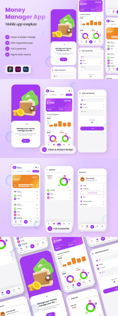 资金管理程序UI模板 (FIG,PSD,XD)