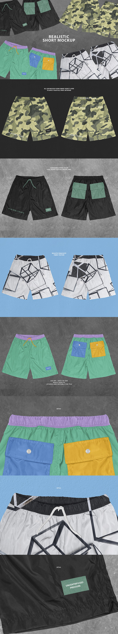 夏季短裤图案设计服装样机 (psd)