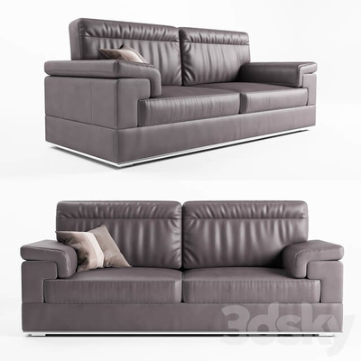 Bubble Alpa Salotti灰色双人皮革沙发3D模型（OBJ,FBX,MAX）