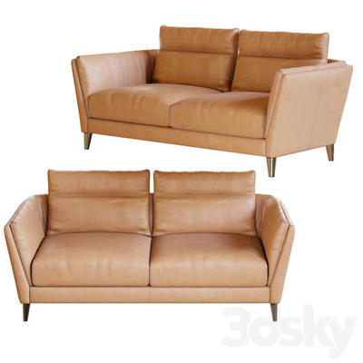 Bretagne浅橙色皮革双人沙发3D模型（OBJ,FBX,MAX）