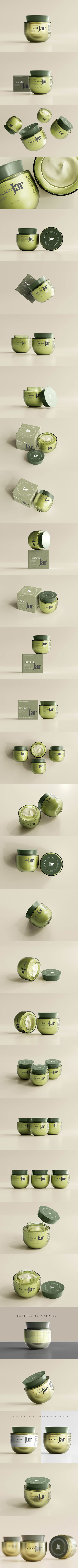 玻璃化妆品罐品牌包装设计样机模板[1.9GB,PSD]