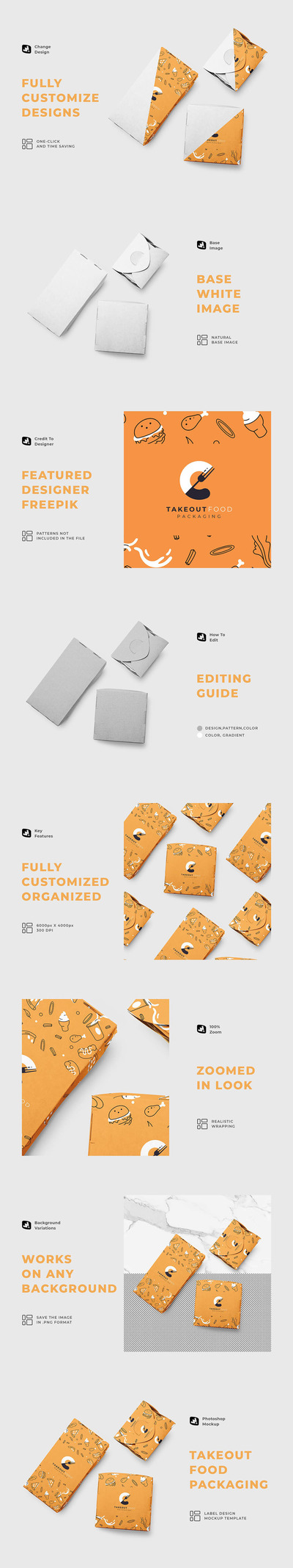 外卖食品包装设计样机套装 (psd)