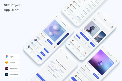 NFT项目应用程序UI工具包APP UI  KITs (FIG,PSD,SKETCH,XD)