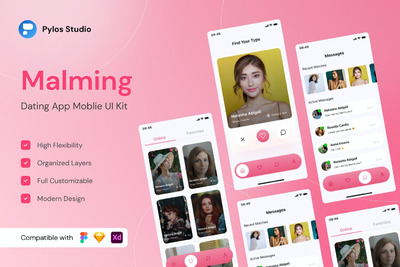 约会交友手机应用程序用户界面套件APP UI  KITs (FIG)