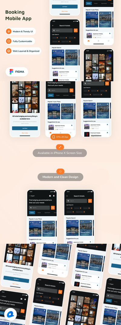 预订手机应用APP UI  KITs (FIG)