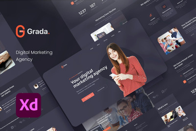 数字营销机构网页模板 (XD)