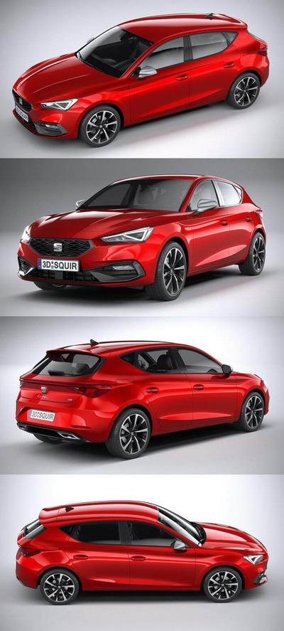 Seat Leon FR 2020款红色汽车3D模型（OBJ,FBX,MAX）