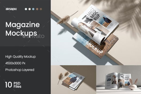 杂志产品目录展示效果图样机 (psd)