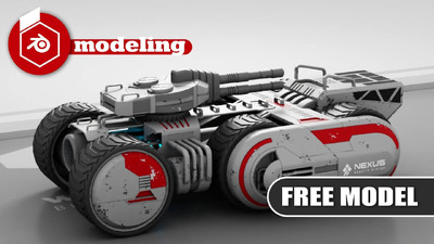Blender科幻战车建模教程+工程文件免费下载（blend）