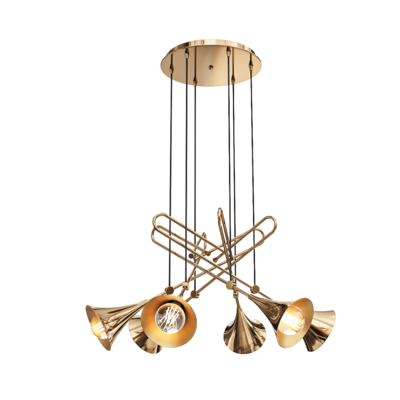 Jazz 5895乐器小号形组合金色吸顶灯3D模型（OBJ,FBX,MAX）