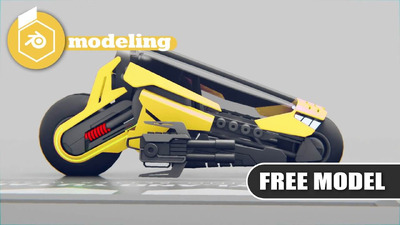 科幻战斗摩托车3D建模教程+工程文件免费下载（blend）