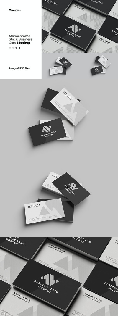 单色堆叠名片模型样机 (PSD)