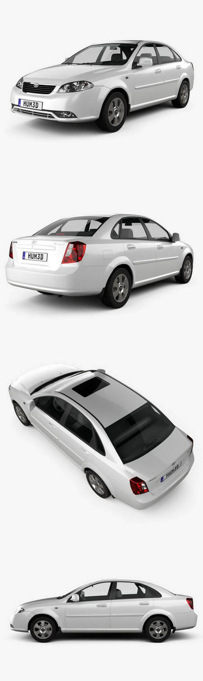 大宇Gentra 2016款银色汽车3D模型（OBJ,FBX,MAX）