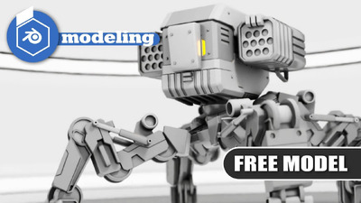Blender 科幻战斗机器人建模教程+工程文件免费下载（Blend）