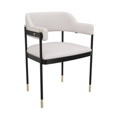 Dale复古风黑色金属结构米色布艺软垫扶手椅3D模型（OBJ,FBX,MAX）