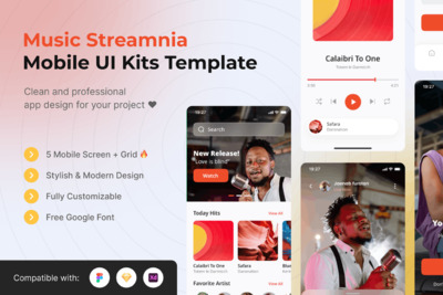 音乐流媒体APP UI KIT (FIG,SKETCH,XD)