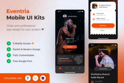 演唱会门票APP UI KIT (FIG,SKETCH,XD)
