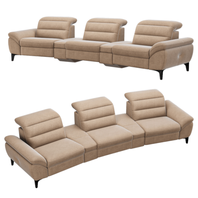 Daphne棕色布艺柔软三人座沙发3D模型（OBJ,FBX,MAX）