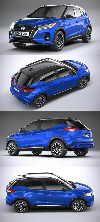 Nissan Kicks东风日产劲客2021款蓝色汽车3D模型（OBJ,FBX,MAX）