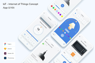 智能居家家电控制APP UI KIT (FIG,PSD,SKETCH,XD)