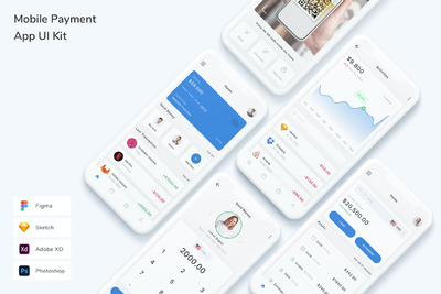 支付管理APP UI KIT (FIG,PSD,SKETCH,XD)