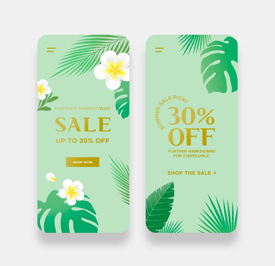 叶子元素购物App页面设计模板 (psd)