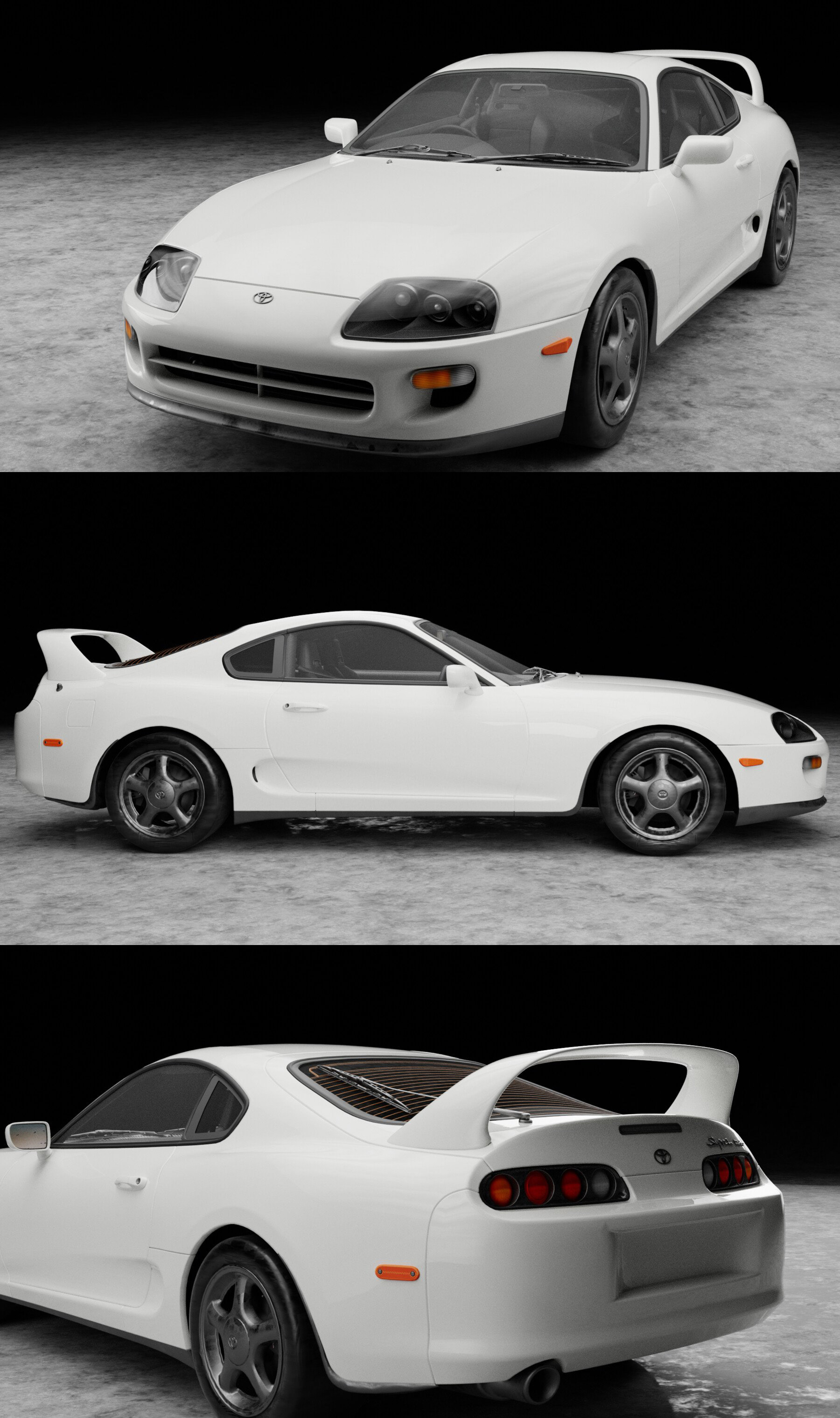 Supra 1998款白色汽车3D模型（OBJ,FBX,MAX）