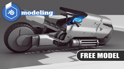 Blender 科幻概念摩托车建模教程+工程文件免费下载（blend）