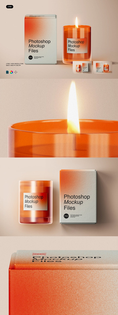 香薰蜡烛包装设计样机 (PSD)
