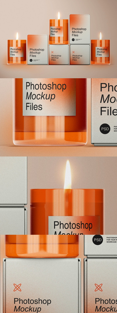 香薰蜡烛包装设计样机 (PSD)