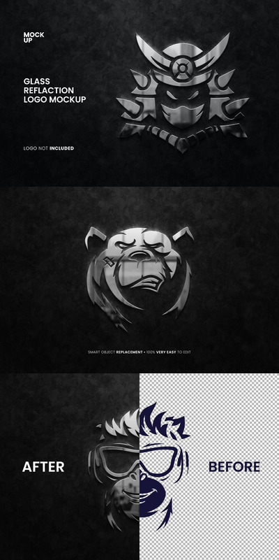 玻璃反光 logo 样机 (PSD)