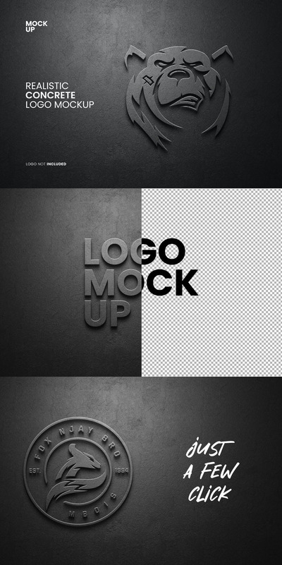 逼真的混凝土 logo 样机 (PSD)
